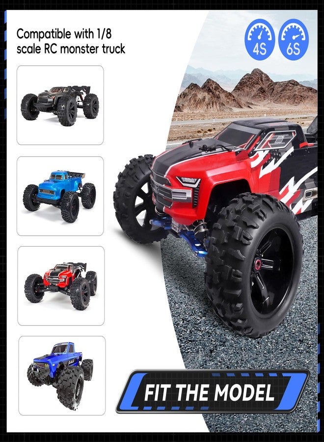 AllinRC Pre-Glued Monster Truck Wheels and Tires with 17mm Hex Hubs for 1/8 Scale Brushless Traxxas E-Revo Maxx Redcat Landslide XTE (4PCS) - Image 2